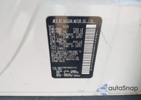 2017 Nissan Armada Sl z USA, uszkodzony, nr VIN JN8AY2ND3H9001319